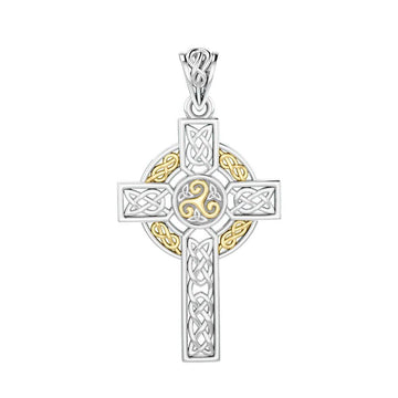 Celtic Cross Sterling Silver with 14K Gold Accent Pendant MPD3969 - Jewelry